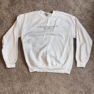 White Crewneck Sweater with Science Message